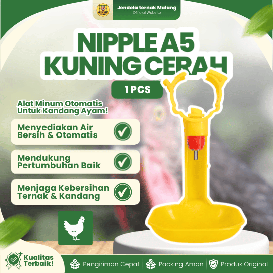 NIPPLE A5 3/4 KUNING - Mangkok Untuk Air Minum Kandang Ayam Layer Broiler Petelur.