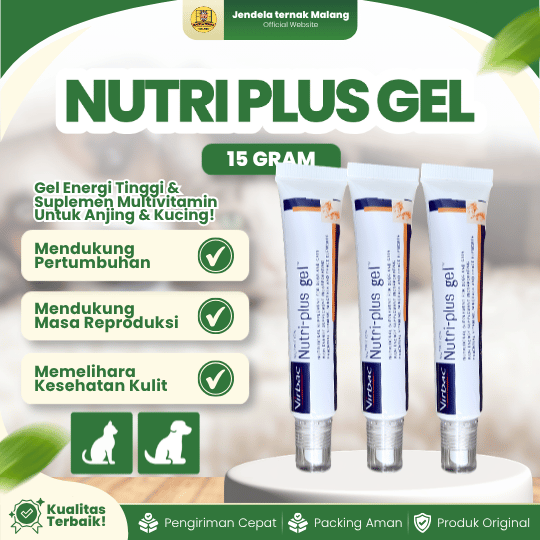 NUTRI PLUS GEL 15 GRAM - Vitamin Bagus Untuk Bulu, Kulit & Imun Untuk Kucing Dan Anjing.