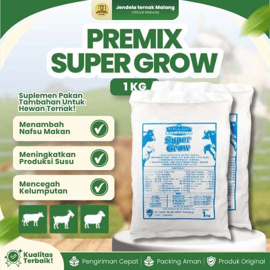 PREMIX SUPER GROW 1 KG - Premix Multivitamin Pemacu Pertumbuhan Dan Produksi Susu Perah Hewan.
