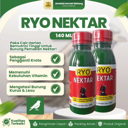 RYO NEKTAR 140 ML - Pakan Burung Protein Tinggi Agar Suara Kicau Jernih DLL.