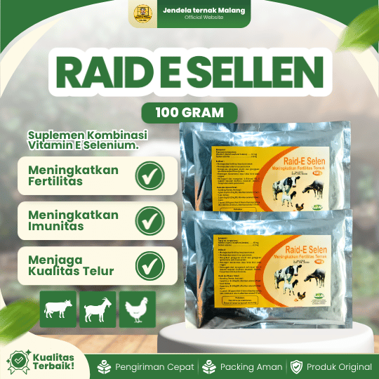 RAID E SELEN 100 GRAM RAID-ALL - Meningkatkan Fertilitas Ternak Ayam Sapi Kambing