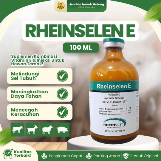 RHEINSELEN E 100 ML BY RHEINVIT - Vitamin E Selenium Untuk Hewan Ternak Dan Peliharaan.