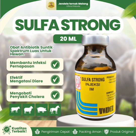 SULFA STRONG INJ 20 ML WONDER - Untuk Diare & Saluran Pernafasan Pada Hewan Ternak.