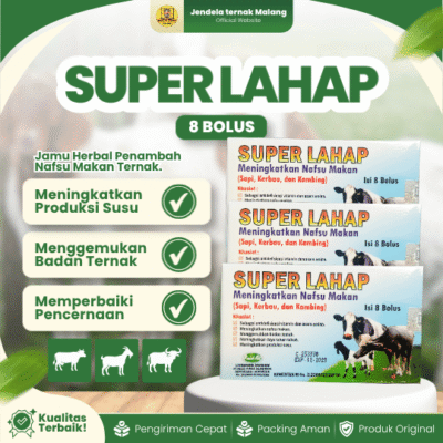 SUPER LAHAP 8 BOLUS RAID-ALL – Untuk Meningkatkan Selera Makan Pada Hewan Ternak Sapi, Kambing, Kerbau