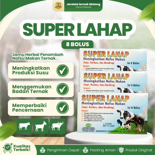SUPER LAHAP 8 BOLUS RAID-ALL - Untuk Meningkatkan Selera Makan Pada Hewan Ternak Sapi, Kambing, Kerbau
