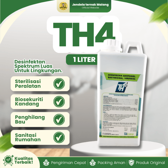 TH4 1 LITER - Disinfektan Spektrum Luas Pembersih Kandang Anjing, Kucing & Peternakan Lainnya.