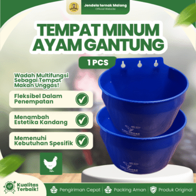TEMPAT MINUM AYAM GANTUNG BY MEDION – Tempat Minum Cepuk Biru Tahan Pecah.