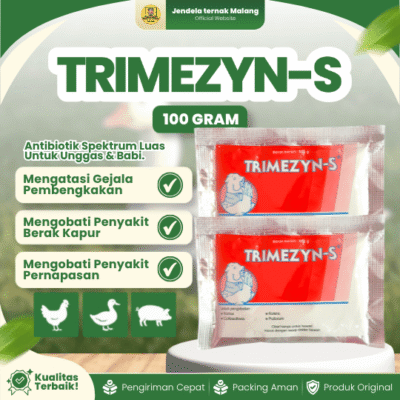 TRIMEZYN-S 100 GRAM BY MEDION – Untuk Ko,risa, CRD, Ko,lera, Dan Lainnya Pada Unggas & B2.