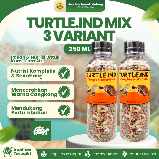 TURTLE IND MIX 3 VARIANT - Pakan Pelet Spirinula Udang Kering Kura Kura Air Brazil Res Shokuji
