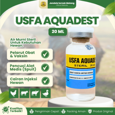 USFA AQUADEST 20 ML – Aquades Air Steril Destilated Water untuk  Pelarut Vaksin & Pencuci Spuit.