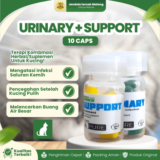 URINARY 10 CAPS + SUPPORT 10 CAPS - Untuk Mengatasi Saluran Kemih Pada Kucing.