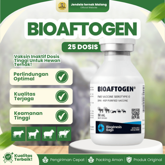BIOAFTOGEN 25 DOSIS - Vaksin PMK Tanpa Reaksi Pasca Vaksinasi Pada Hewan Ternak.