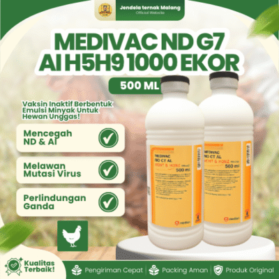 MEDIVAC ND G7 AI H5H9 500 ML 1000 EKOR – Vaksin Mencegah ND Dan AI Pada Ayam & Unggas.