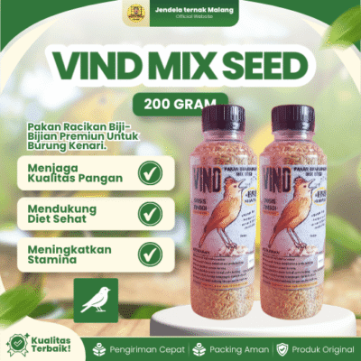 VIND MIX SEED BRANJANGAN 200 GRAM – Pakan Penggacor Berbunyi Pada Burung Kenari.