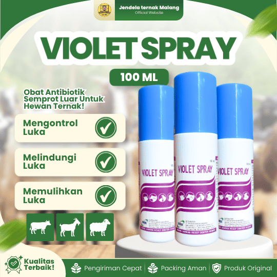 VIOLET SPRAY 100 ML - untuk Masalah Luka Hewan Ternak Sapi Kambing Domba