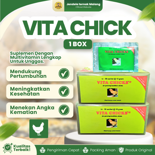 VITA CHICK 10 GRAM 1 DUS (30 SACHET) - Vitamin Pertumbuhan Anak Ayam Burung Unggas Vita Chicks