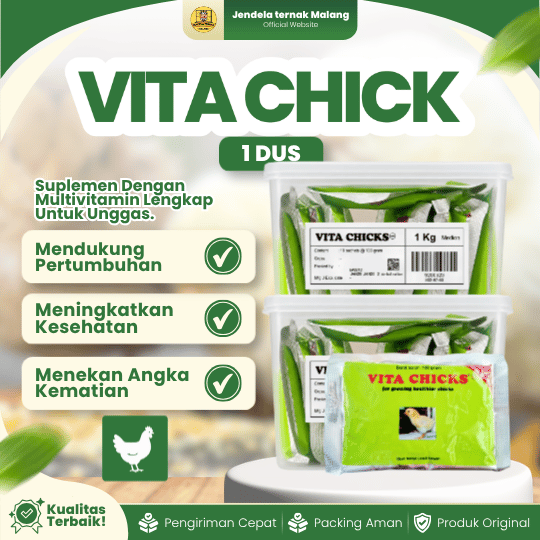 VITA CHICKS 100 GRAM 1 DUS (10 SACHET) - Vitamin Pertumbuhan Anak Ayam Burung Unggas
