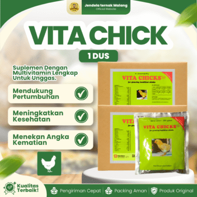 VITA CHICKS 250 GRAM 1 DUS (ISI 20 SACHET) – Vitamin Pertumbuhan Anak Ayam Burung Unggas