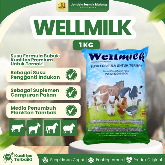 WELLMILK SUSU TERNAK 1 KG - Pengganti Susu Induk Untuk Hewan Ternak Berkualitas.